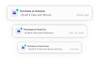 Lista de actividades de pago con tarjeta