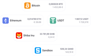 Múltiples íconos de cuentas criptográficas y fiduciarias