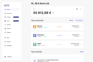 Captura de pantalla que muestra el panel de la aplicación empresarial Lama